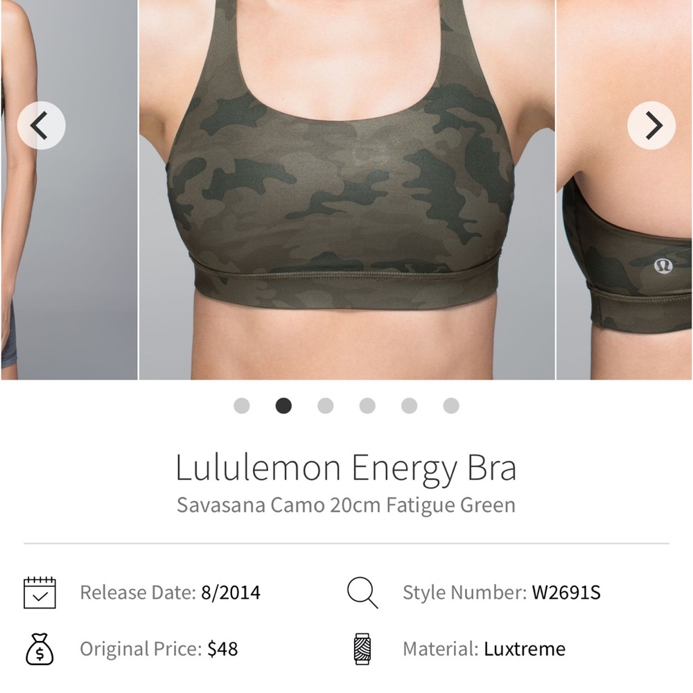 Lululemon Energy Bra in Camo Green